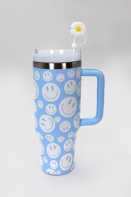 40oz CLOUD FLOWER RAINBOW TUMBLER STRAW COVER CAP